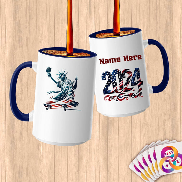 Physical Item 15oz / Blue Skater Glow Liberty ~ Limited Edition 2024 "USA Excellence" ~ Customized Large 15oz Mug