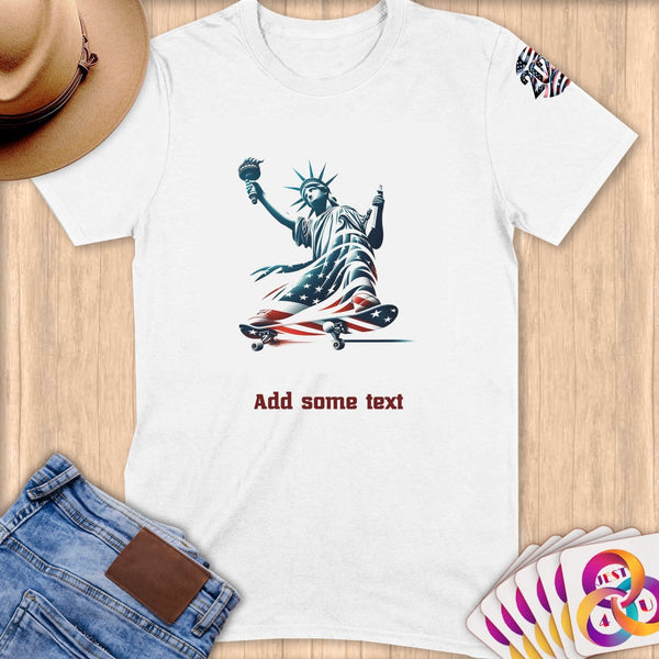 Physical Item S / White Skater Glow Liberty ~ Limited Edition 2024 "USA Excellence" ~ Personalized Softstyle T-Shirt