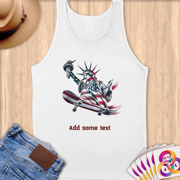 Physical Item S / White Skater Pride LIberty ~ Limited Edition 2024 "USA Excellence" ~ Customizable Supersoft Tank Top