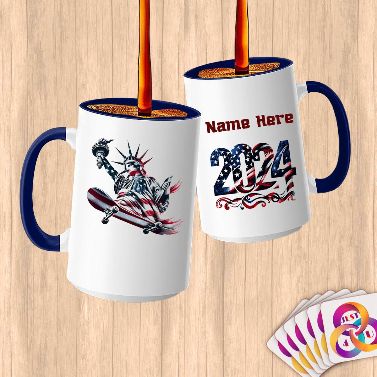 Physical Item 15oz / Blue Skater Pride LIberty ~ Limited Edition 2024 "USA Excellence" ~ Customized Large 15oz Mug