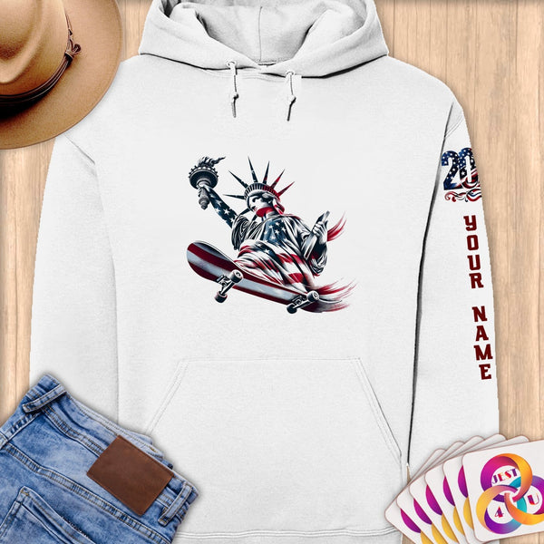 Physical Item S / White Skater Pride LIberty ~ Limited Edition 2024 "USA Excellence" ~ Personalized Premium Hoodie