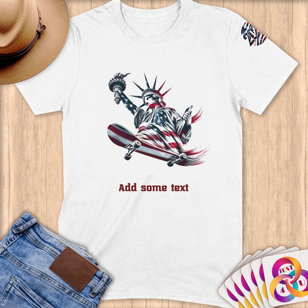Physical Item S / White Skater Pride LIberty ~ Limited Edition 2024 "USA Excellence" ~ Personalized Softstyle T-Shirt