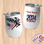 Physical Item 12 oz / White Soaring American ~Limited Edition 2024 "USA Excellence" ~ Customizable 12oz Wine Tumbler with Lid