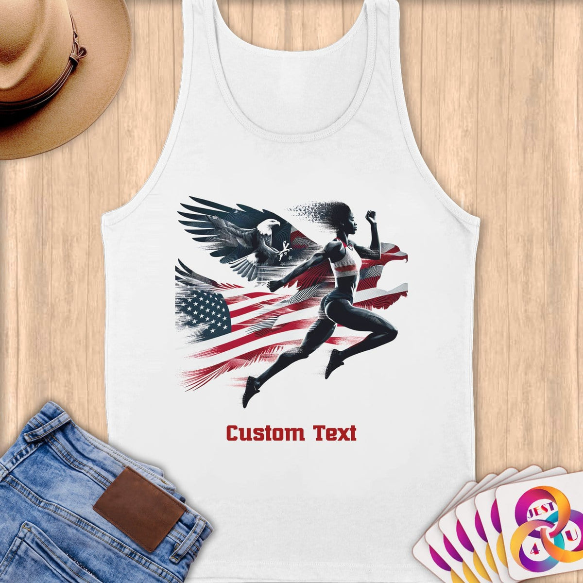 Physical Item S / White Soaring American ~Limited Edition 2024 "USA Excellence" ~ Customizable Supersoft Tank Top