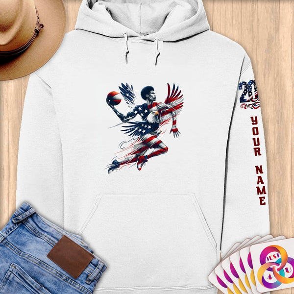 Physical Item S / White Soaring Dunk ~Limited Edition 2024 "USA Excellence" ~ Personalized Premium Hoodie