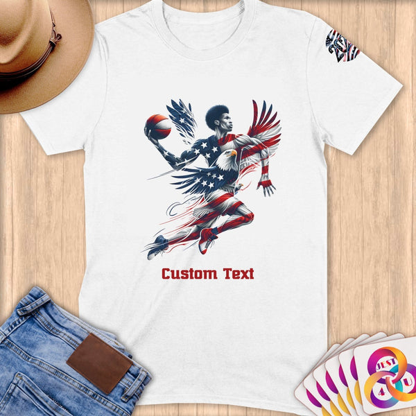 Physical Item S / White Soaring Dunk ~Limited Edition 2024 "USA Excellence" ~ Personalized Softstyle T-Shirt