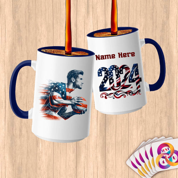 Physical Item 15oz / Blue Soccer Dreams ~ Limited Edition 2024 "USA Excellence" ~ Customized Large 15oz Mug