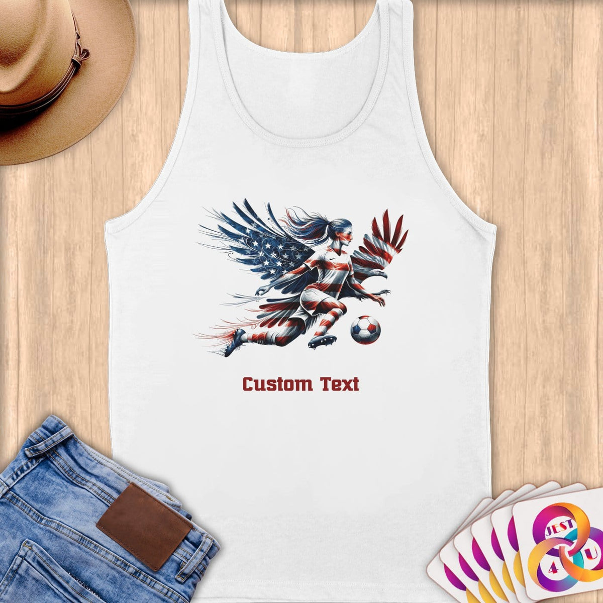 Physical Item S / White Soccer Eagle Girl~Limited Edition 2024 "USA Excellence" ~ Customizable Supersoft Tank Top