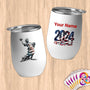 Physical Item 12 oz / White Soccer Liberty ~Limited Edition 2024 "USA Excellence" ~ Customizable 12oz Wine Tumbler with Lid
