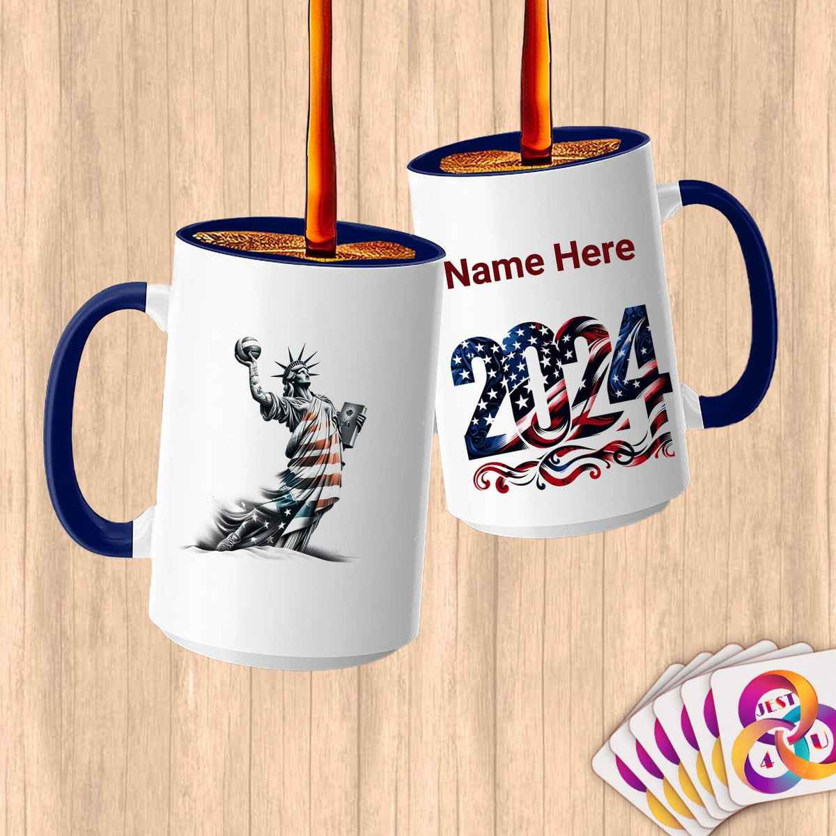 Physical Item 15oz / Blue Soccer Liberty ~Limited Edition 2024 "USA Excellence" ~ Customized Large 15oz Mug