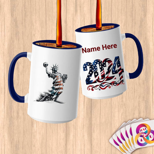 Physical Item 15oz / Blue Soccer Liberty ~Limited Edition 2024 "USA Excellence" ~ Customized Large 15oz Mug