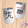 Physical Item 12 oz / White Soccer Star Wings ~Limited Edition 2024 "USA Excellence" ~ Customizable 12oz Wine Tumbler with Lid