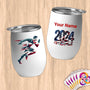 Physical Item 12 oz / White Speed Patriotic Runner ~Limited Edition 2024 "USA Excellence" ~ Customizable 12oz Wine Tumbler with Lid