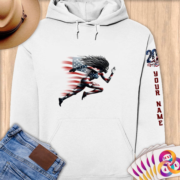 Physical Item S / White Speed Stars and Stripes ~Limited Edition 2024 "USA Excellence" ~ Personalized Premium Hoodie