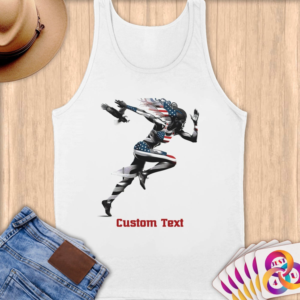 Physical Item S / White Speed Stripes ~Limited Edition 2024 "USA Excellence" ~ Customizable Supersoft Tank Top