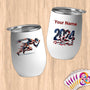Physical Item 12 oz / White SpeedRacer Patriotic~Limited Edition 2024 "USA Excellence" ~ Customizable 12oz Wine Tumbler with Lid