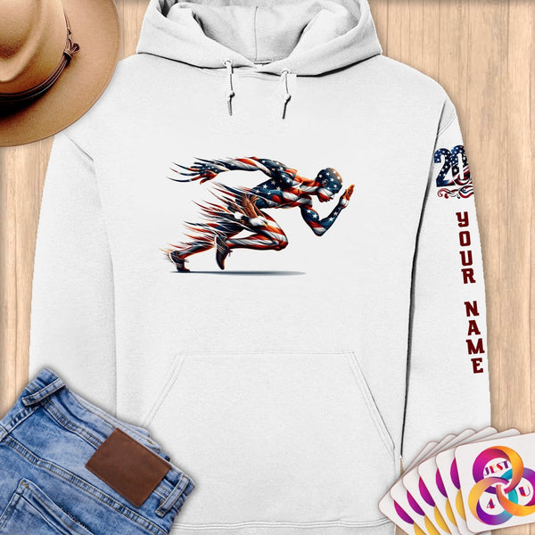 Physical Item S / White SpeedRacer Patriotic~Limited Edition 2024 "USA Excellence" ~ Personalized Premium Hoodie