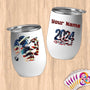 Physical Item 12 oz / White Star-Spangled Golfer ~ Limited Edition 2024 "USA Excellence" ~ Customizable 12oz Wine Tumbler with Lid