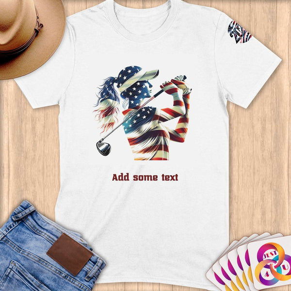 Physical Item S / White Star-Spangled Golfer ~ Limited Edition 2024 "USA Excellence" ~ Personalized Softstyle T-Shirt