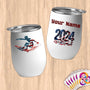 Physical Item 12 oz / White Star Spangled Surfer ~ Limited Edition 2024 "USA Excellence" ~ Customizable 12oz Wine Tumbler with Lid
