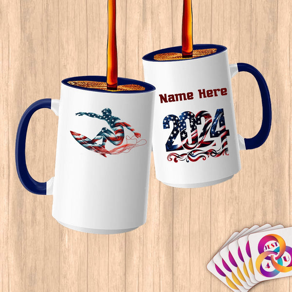 Physical Item 15oz / Blue Star Spangled Surfer ~ Limited Edition 2024 "USA Excellence" ~ Customized Large 15oz Mug