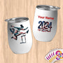 Physical Item 12 oz / White Stars and Stripes Athletic Power ~Limited Edition 2024 "USA Excellence" ~ Customizable 12oz Wine Tumbler with Lid