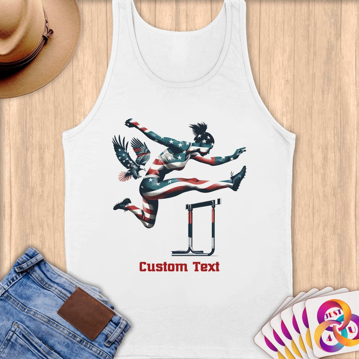 Physical Item S / White Stars and Stripes Athletic Power ~Limited Edition 2024 "USA Excellence" ~ Customizable Supersoft Tank Top