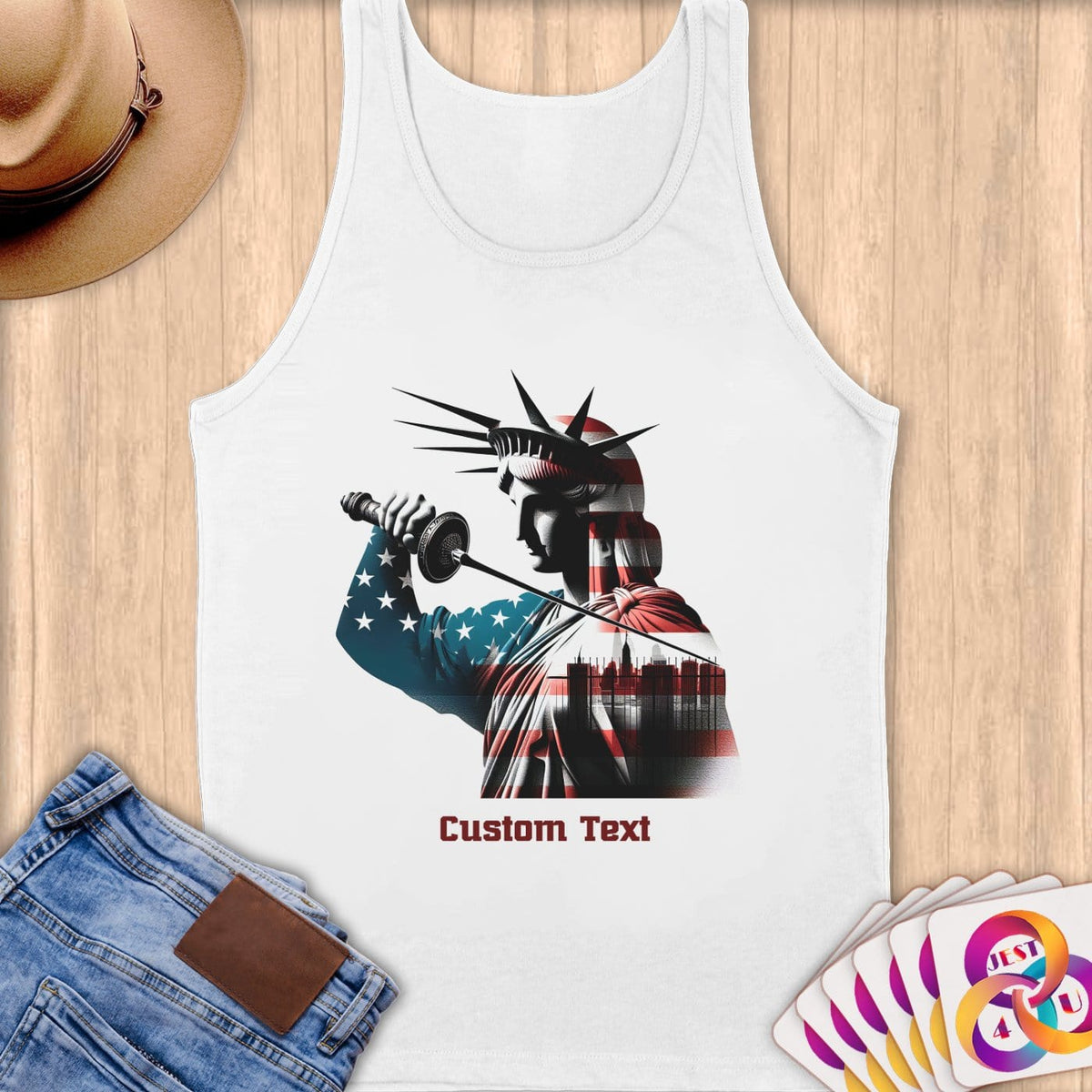 Physical Item S / White Stars Fencing ~ Limited Edition 2024 "USA Excellence" ~ Customizable Supersoft Tank Top