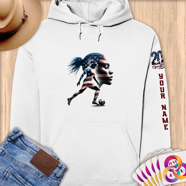 Physical Item S / White Stars Stripes Dreams ~Limited Edition 2024 "USA Excellence" ~ Personalized Premium Hoodie
