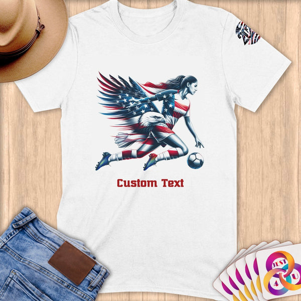 Physical Item S / White Stars Stripes Eagle Soccer Goals ~Limited Edition 2024 "USA Excellence" ~ Personalized Softstyle T-Shirt