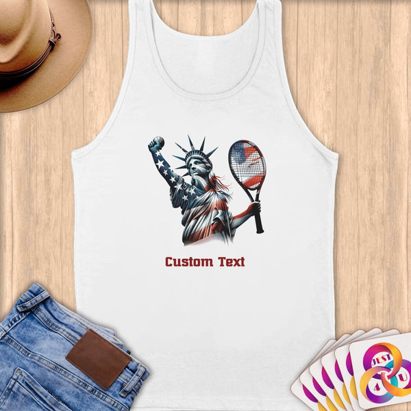 Physical Item S / White Statue Liberty Tennis~Limited Edition 2024 "USA Excellence" ~ Customizable Supersoft Tank Top