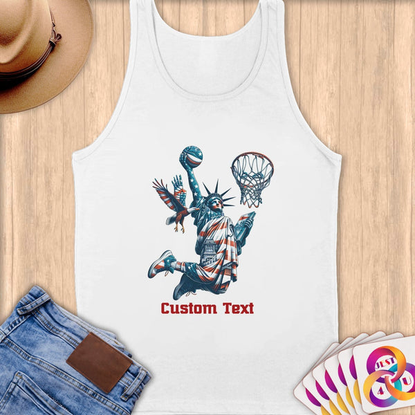 Physical Item S / White Statue of Liberty Dunks ~Limited Edition 2024 "USA Excellence" ~ Customizable Supersoft Tank Top