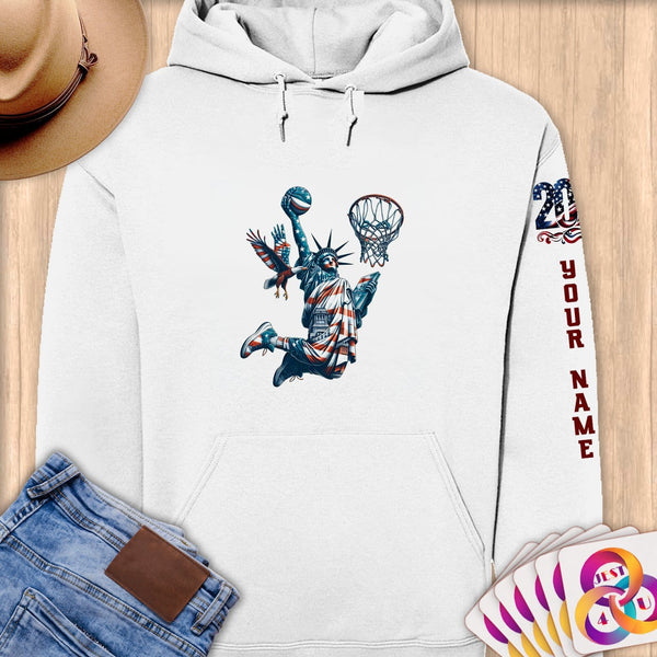 Physical Item S / White Statue of Liberty Dunks ~Limited Edition 2024 "USA Excellence" ~ Personalized Premium Hoodie