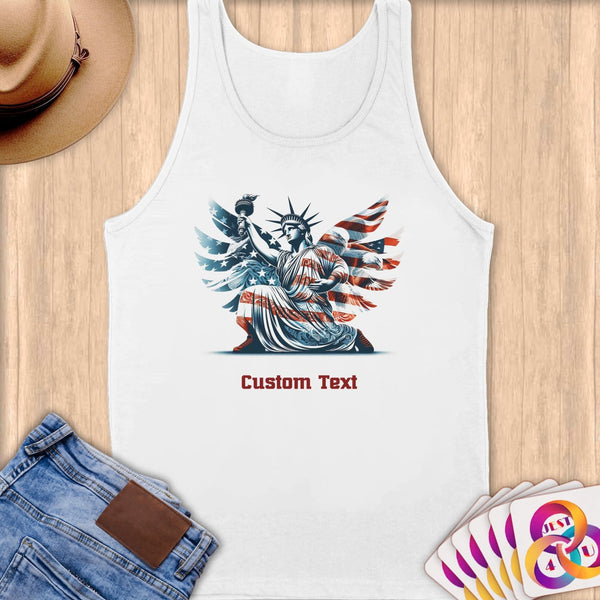 Physical Item S / White Statue of Liberty Freedom Eagle~Limited Edition 2024 "USA Excellence" ~ Customizable Supersoft Tank Top