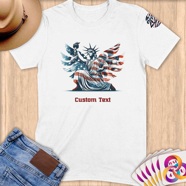 Physical Item S / White Statue of Liberty Freedom Eagle~Limited Edition 2024 "USA Excellence" ~ Personalized Softstyle T-Shirt