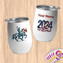 Physical Item 12 oz / White Statue of Liberty Freedom Horse~Limited Edition 2024 "USA Excellence" ~ Customizable 12oz Wine Tumbler with Lid