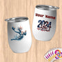 Physical Item 12 oz / White Statue of Liberty Power Handball ~ Limited Edition 2024 "USA Excellence" ~ Customizable 12oz Wine Tumbler with Lid