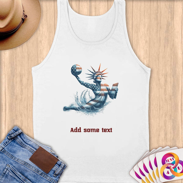 Physical Item S / White Statue of Liberty Power Handball ~ Limited Edition 2024 "USA Excellence" ~ Customizable Supersoft Tank Top