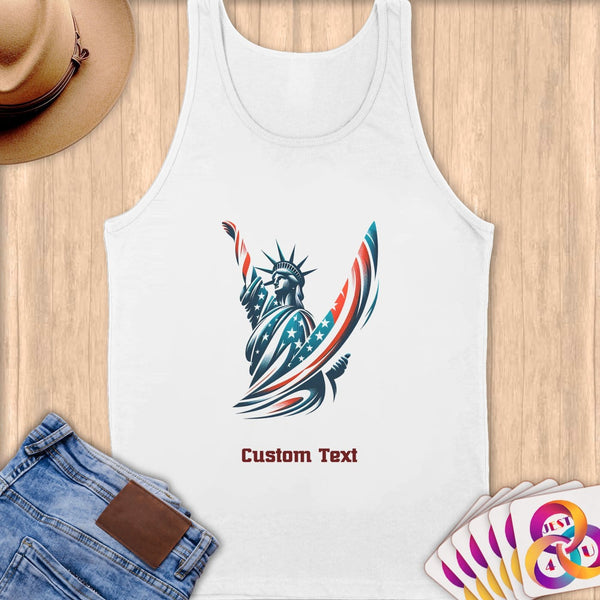 Physical Item S / White Statue of Liberty Surfer ~ Limited Edition 2024 "USA Excellence" ~ Customizable Supersoft Tank Top