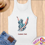 Physical Item S / White Statue of Liberty Surfer ~ Limited Edition 2024 "USA Excellence" ~ Customizable Supersoft Tank Top