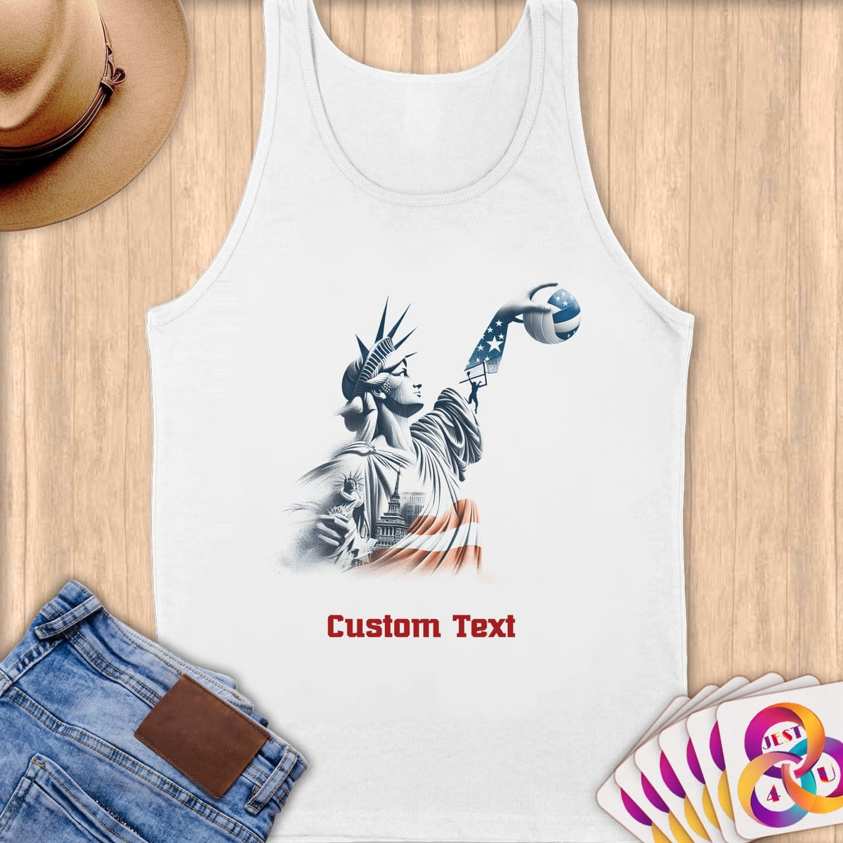 Physical Item S / White Statue Swish ~Limited Edition 2024 "USA Excellence" ~ Customizable Supersoft Tank Top