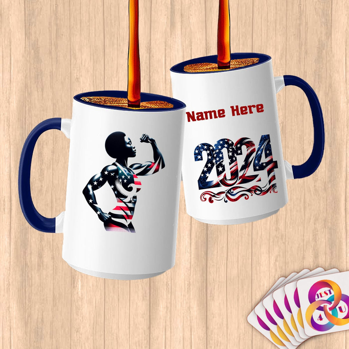 Physical Item 15oz / Blue Strength and Power~Limited Edition 2024 "USA Excellence" ~ Customized Large 15oz Mug
