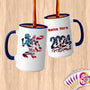 Physical Item 15oz / Blue Striped Runner~Limited Edition 2024 "USA Excellence" ~ Customized Large 15oz Mug
