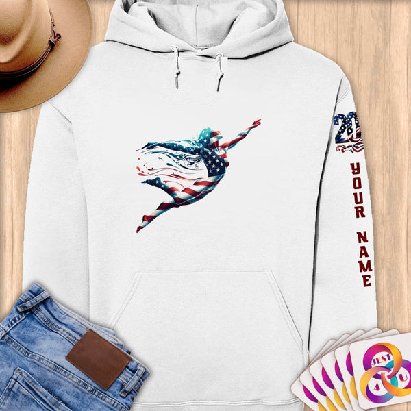 Physical Item S / White Stripes Artistic Swim ~ Limited Edition 2024 "USA Excellence" ~ Personalized Premium Hoodie