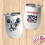 Physical Item 12 oz / White Strong American Powerlifter ~Limited Edition 2024 "USA Excellence" ~ Customizable 12oz Wine Tumbler with Lid