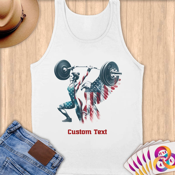 Physical Item S / White Strong American Powerlifter ~Limited Edition 2024 "USA Excellence" ~ Customizable Supersoft Tank Top