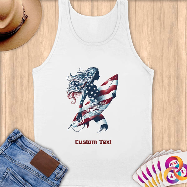 Physical Item S / White Surfing America ~ Limited Edition 2024 "USA Excellence" ~ Customizable Supersoft Tank Top