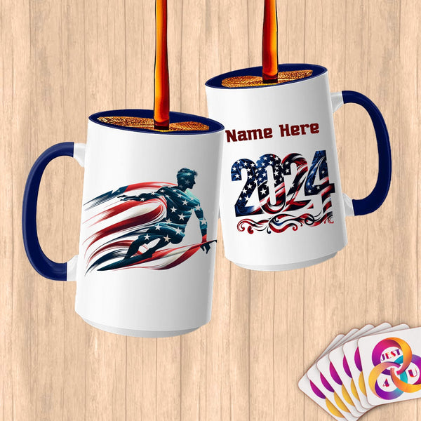 Physical Item 15oz / Blue Surfing America ~ Limited Edition 2024 "USA Excellence" ~ Customized Large 15oz Mug
