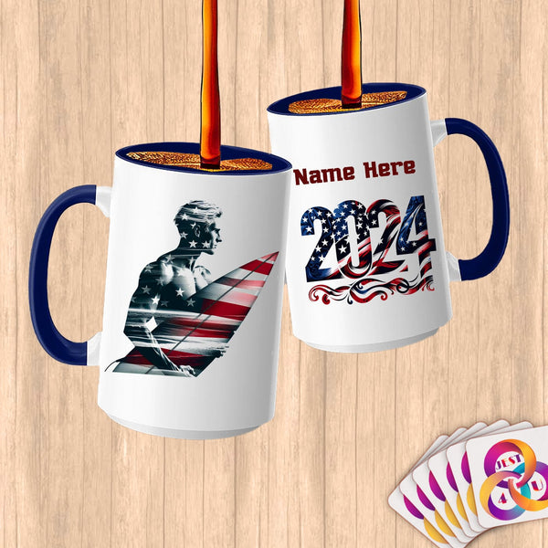 Physical Item 15oz / Blue Surfing America ~ Limited Edition 2024 "USA Excellence" ~ Customized Large 15oz Mug