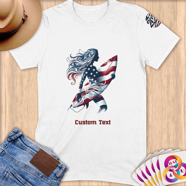 Physical Item S / White Surfing America ~ Limited Edition 2024 "USA Excellence" ~ Personalized Softstyle T-Shirt